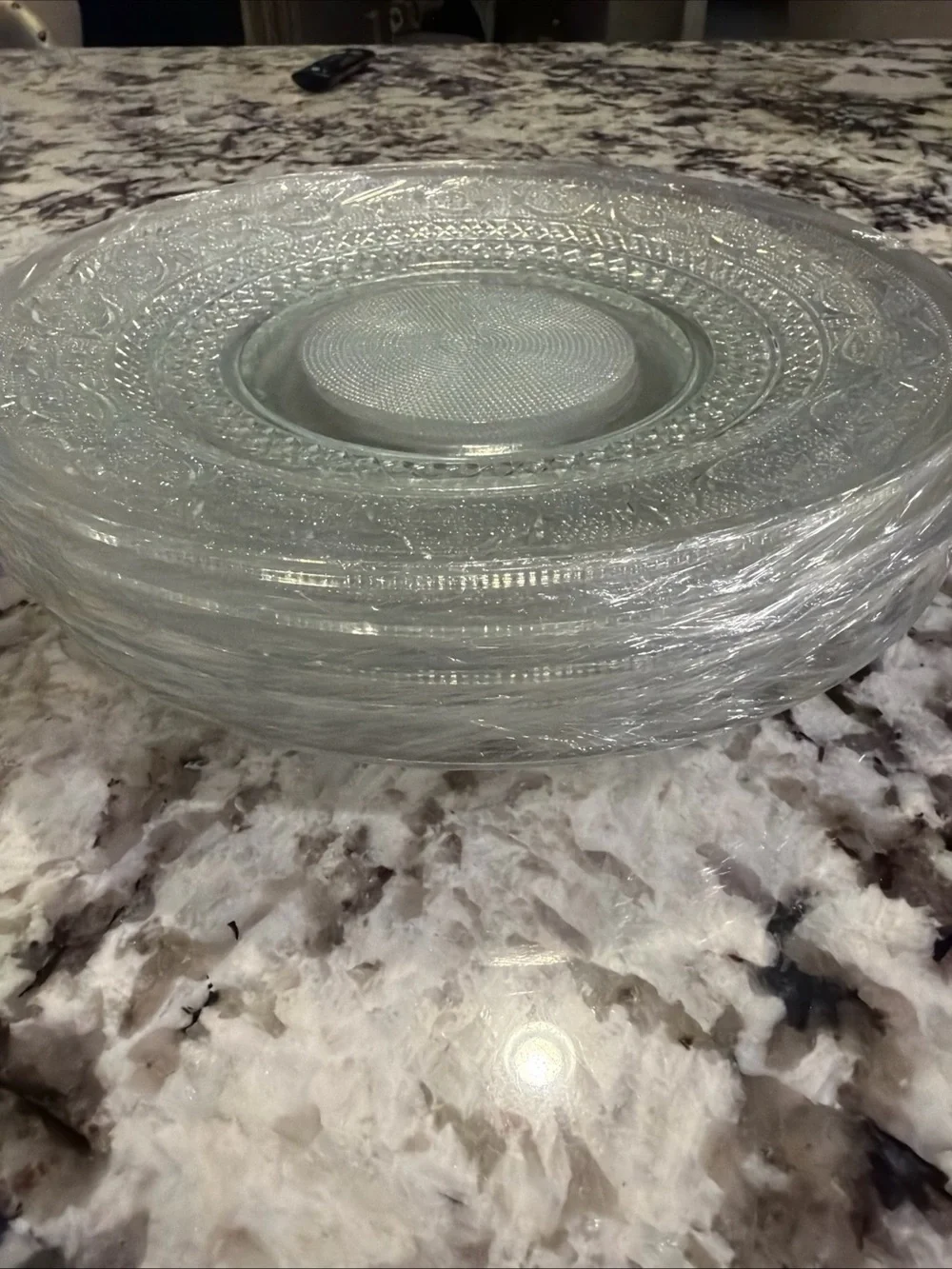 KIG Malaysia Pressed Clear Glass Decorative Dinner Plates Set of 6